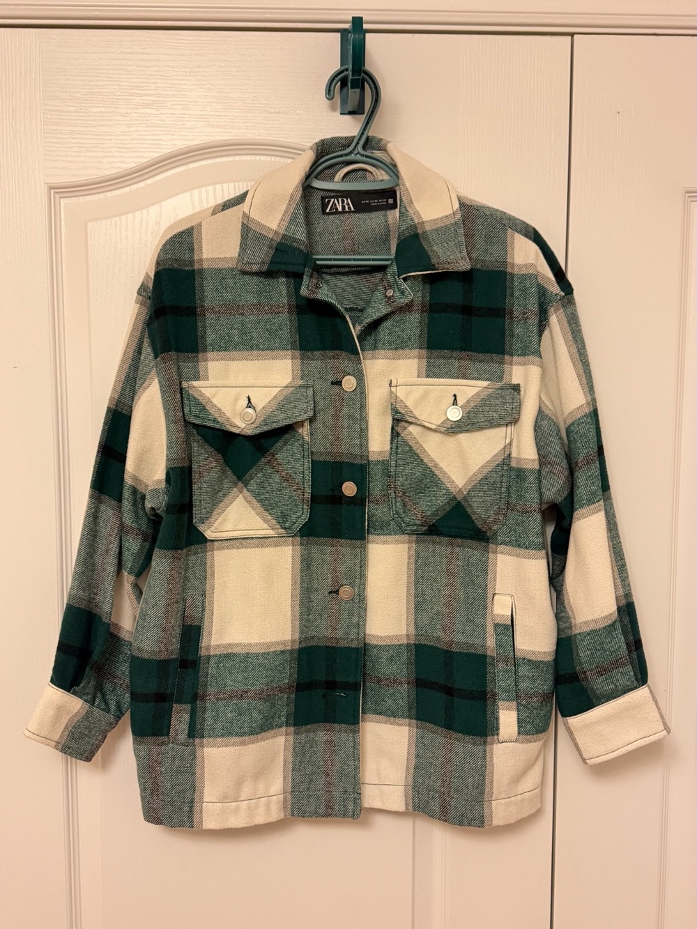 Zara Green Plaid Flannel Shirt Jacket